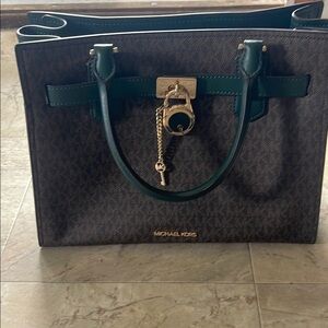 Michael Kors Green and Brown Handbag